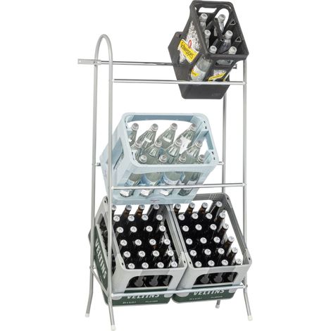 SCHULTE Regalwelt Rayonnage pour caisses de boissons, 4 caisses, 118x61x41 cm (HxLxP), capacité de charge par niveau 40 kg, argent, rayonnage pour boissons (1/2)