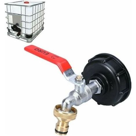 Pair Ulisem – Robinet de cuve de récupération d'eau IBC 1000L – Adaptateur double en laiton – Filetage 60 mm (3/4') – Installation simple sur conteneur (1/5)
