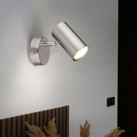 Applique murale orientable métal argenté GU10 12x8x10cm couloir (1/5)