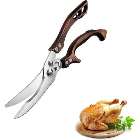 Professionelle Küchenschere aus Edelstahl – für Geflügel, Fleisch, Knochen, mit gezackter Klinge – inklusive Geschenkbox für Hähnchen, Gemüse, Fisch, Türkei (1/5)