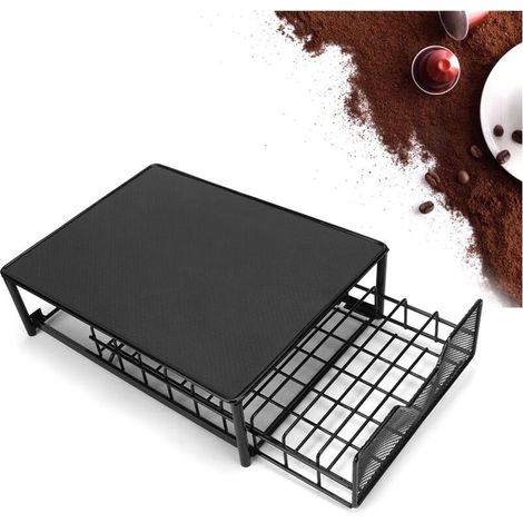 GDHZS- Porte Dosette Support Capsule Tiroir De Rangement Dosette à Café Métal Distributeur Range - Capacité 54 Pièces - pour Maison, Bureau - Noir (1/5)