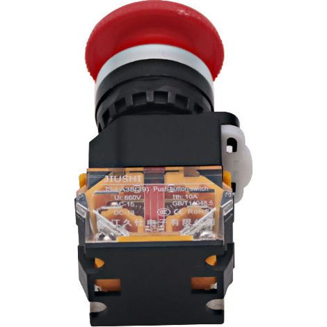 LA38-11ZS Brass Part with Silver Dot 22mm Mushroom Head Self-Locking Emergency Stop Button Switch Base (Open/Close) (1/3)