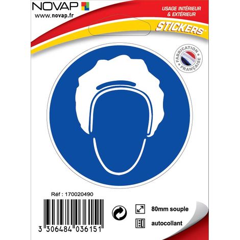 Panneau Bonnet de protection obligatoire - Vinyle adhésif Ø80mm - 4036151