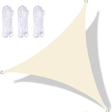 Voile d'ombrage triangulaire imperméable 3 x 3 x 3 m, toile de protection solaire, kit de fixation résistant à l'eau, pour jardin, piscine et terrasse (1/4)