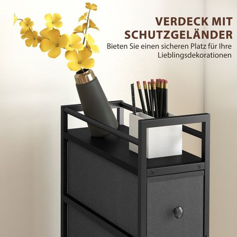 Commode rangement 4 tiroirs en tissu non tissé, armoire avec structure en acier, 20 x 43 x 81,5 cm, noire (1/5)