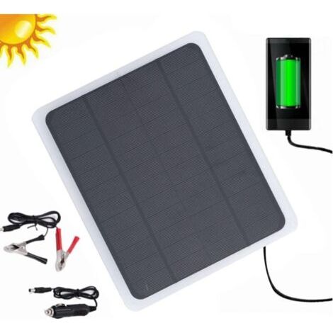 Cargador solar de 20 W 12 V para automóviles, cargador para paneles solares con adaptador de clips para coche, bote, vehículo, motocicleta y camper. (1/4)