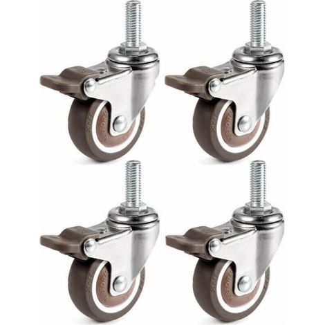 Ulisem 4 Stück Lenkrollen, 25 mm M6 x 15 mm Stangenmöbelrollen für Wagen (1/4)