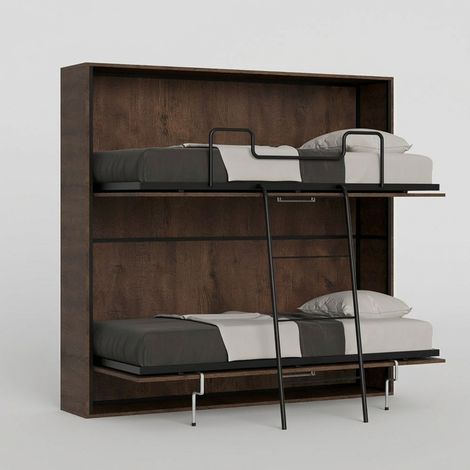 Horizontales Klappbares Etagenbett 85x185cm Nussbaumholz Kando 2NC (1/5)