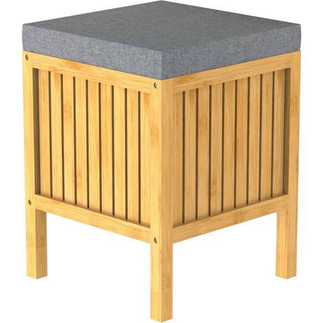 2-in-1 Wäschekorb mit Sitzkissen Bambus 39x39x52,5 cm EISL (1/5)