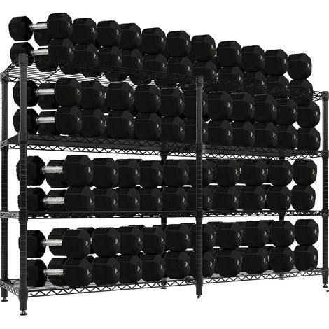 Scaffali portaoggetti a 4 ripiani, struttura resistente in acciaio al carbonio, 4 ripiani - 35x150 cm (1/2)
