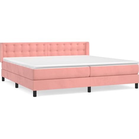 Maison Exclusive - Giroletto a Molle con Materasso Rosa 200x200 cm in Velluto (1/5)