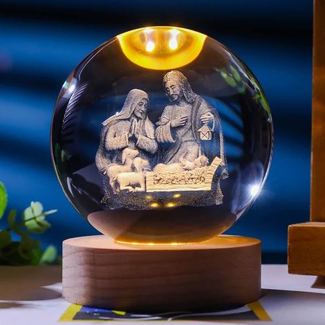 Veilleuse boule de cristal 3D, décoration intérieure