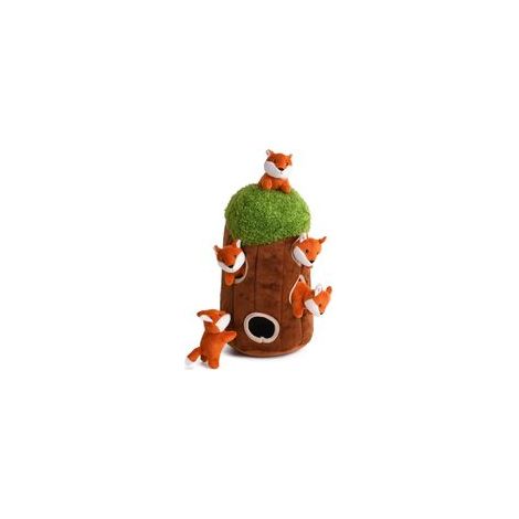 Juguetes interactivos para perros con sonido, juguete de zorro para perros, madriguera de amigos del bosque rellena, juguetes de peluche con sonido para perros pequeños, medianos y grandes, tamaño peq