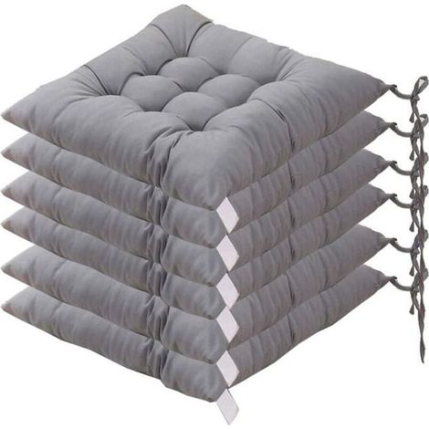 Coussins de chaises - AIMOONSA - Carré 40x40 - Capitonné 9/16 pts - Ensemble 6 pièces - Gris (1/5)