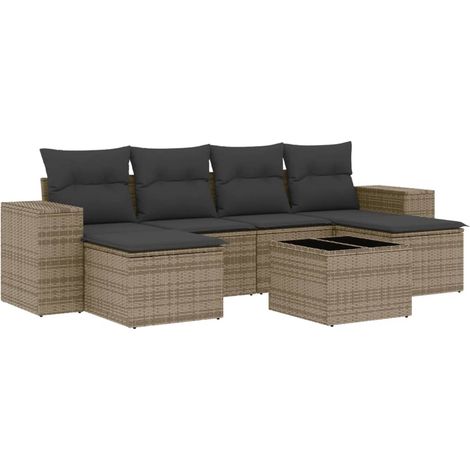 Maison Exclusive - 7-tlg. Garten-Sofagarnitur mit Kissen Grau Pol