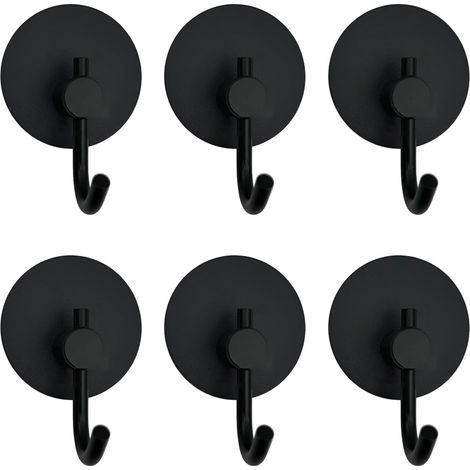 6er-Set Handtuchhaken ohne Bohren – Schwarz – Selbstklebend – Für Badezimmer, Bademantel, Küche, Büro (1/5)