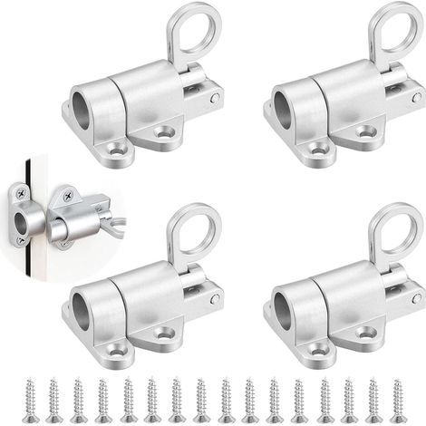 Loquet argent de sécurité, 4 pièces, à ressort, vis (alliage d'aluminium) (1/5)