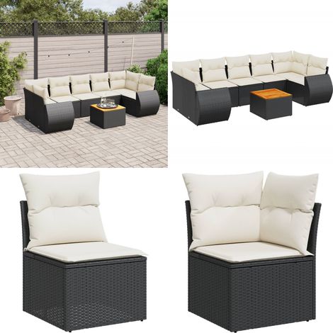 8-tlg. Garten-Sofagarnitur mit Kissen Schwarz Poly Rattan - Gartensorte - Gartenmöbelset - Esstisch - Lounge Möbel - Outdoor Furniture - Home & Living (1/5)
