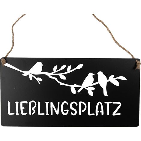 Panneau de texte décoratif en métal noir plaque à message pour intérieur 30x15 cm - PANGIVO
