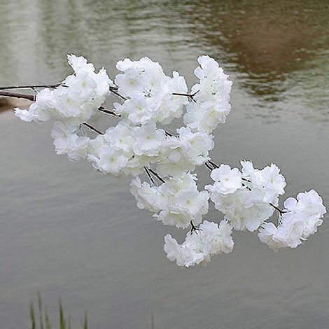 Cerisier artificiel rose Sakura, branche en soie, fleurs artificielles à faire soi-même, 120 cm, décoration murale florale pour mariage, maison et extérieurblanc (1/5)