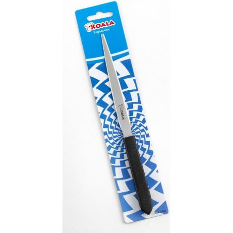 Koala Tagliacarte Nero Acciaio Lama a Punta 120 mm Impugnatura ABS Ufficio