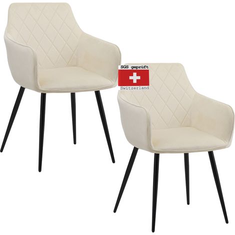 ALBATROS Esszimmerstühle 2er Set SALO, Beige - Modern und Stilvoll, bequemer Polsterstuhl - Eleganter Küchenstuhl, Stuhl Esszimmer oder Esstisch Stuhl im Retro-Look (1/5)