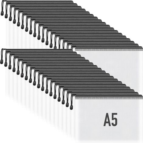 Kleine Reißverschlussbeutel (schwarz, 36er-Packung), Netzbeutel, Reißverschlusstaschen, geeignet zur Aufbewahrung von Büromaterial und Reiseartikeln.