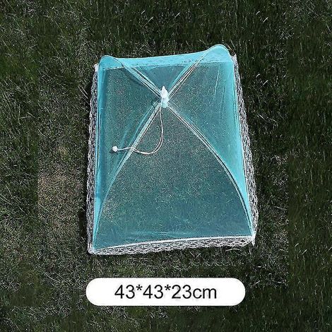 Faltbare Lebensmittelabdeckung aus Netzgewebe, Fliegen- und Mückenschutz, Pop-up-Lebensmittelabdeckung, Regenschirm, atmungsaktive Abdeckung für Mahlzeiten, Gemüse und Obst, Küchenzubehör – 43 x 43 cm