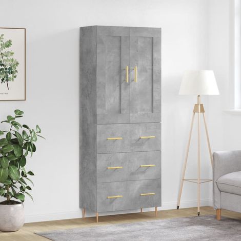 Buffet haut，Buffet de salon，Commode Meuble de rangement，Style Industriel Gris béton 69,5x34x180 cm Bois d'ingénierie VNWE541362 (1/5)
