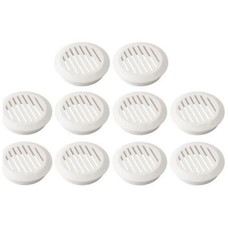 10 - Grille De Ventilation - Bouche D'aération - Plastique Rond Pour Mur Et Plafond - Protection Menuiserie - Blanc - 6x6cm (1/3)