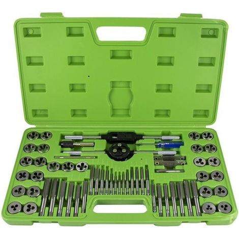 ESTUCHE MÉTRICO CON 60 PIEZAS DE MACHOS Y TERRAJAS. COMBINADO MÉTRICO Y PULGADA JBM50793