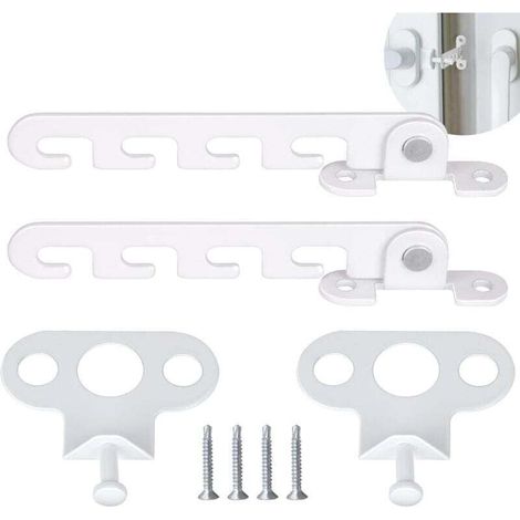 Ersandy Entrebâilleur de Fenêtre à Battant 2 PCS Restricteur de Fenêtre, Livré avec 4 vis, Verrou de Fenêtre Serrure de Fenêtre à l'épreuve pour Régler l'ouverture de la Fenêtre (Blanc) (1/5)