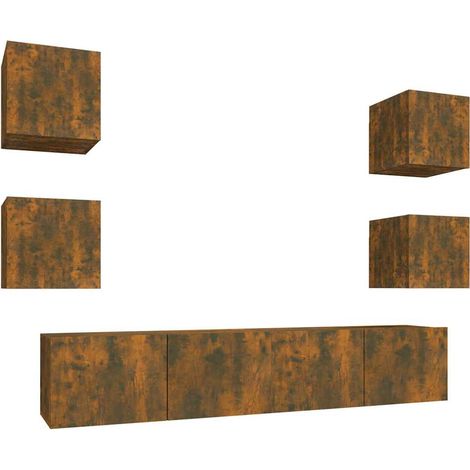 Maison Exclusive - 6-tlg. TV-Schrank-Set Räuchereiche Holzwerksto (1/5)
