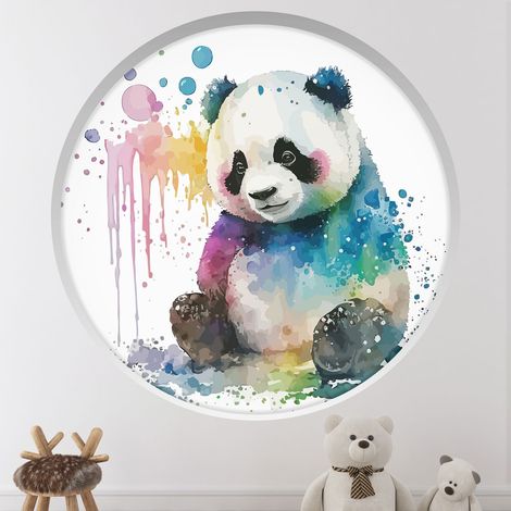 Stickers Trompe l'oeil Arche ronde Enfants - Panda - Diamètre 50 cm (1/4)