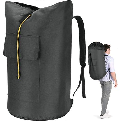Sac à linge extra large et ultra-résistant, sac à dos à linge de 115 L, sac à linge robuste avec sangles, sac à linge vert armée pour (1/5)
