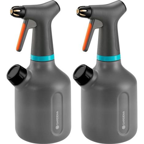 Lot de 2 Pulvérisateur à pompe 1L, fonction 360°, buse laiton, ouverture large, plastique transparent, indicateur niveau (1/5)
