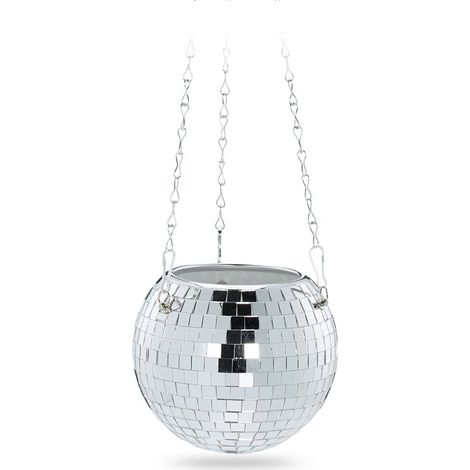 Pot de fleurs suspendu en verre, motif boule disco, Ø 15 cm (1/5)