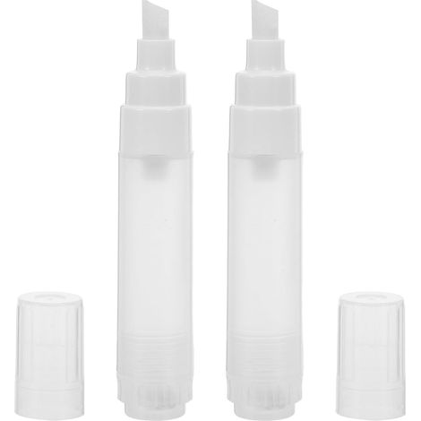 2 Pièces Marqueurs Rechargeables Vides 8mm à Pointe Plate Blanche, (1/5)