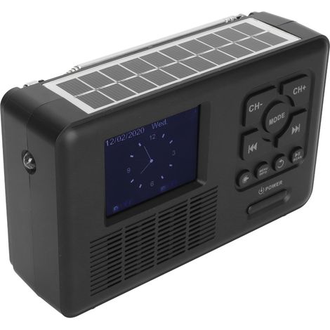 Radio solaire à manivelle avec radio numérique DAB/FM, Bluetooth 5.0, alimentation 4 modes, radio d'urgence avec lampe torche, lecteur de cartes mémoire et MP3. (1/5)