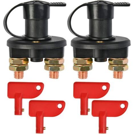 2PCS 12V / 24V Isolateur de batterie électrique de voiture, déconnecter l'interrupteur à clé amovible / camion de voiture / bateau (1/5)