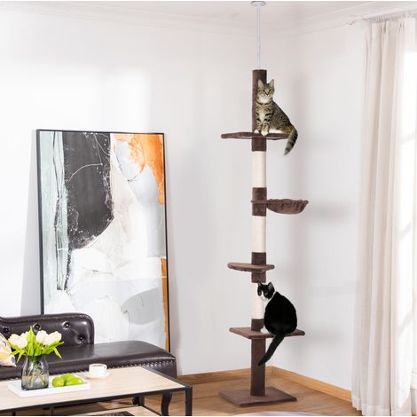 Albero tiragraffi regolabile in altezza 230-260 cm, 5 livelli, pali in sisal, marrone HAVRYA (1/5)