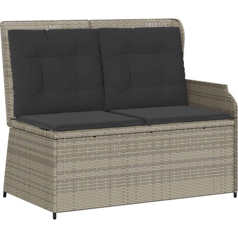 Maison Exclusive - Gartenbank mit Kissen Hellgrau Poly-Rattan