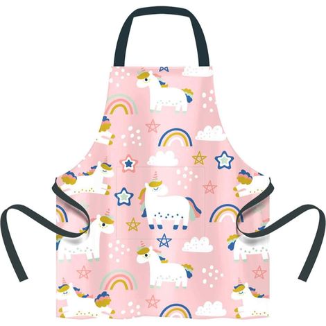 1 tablier enfant à motif licorne, couleur rose (1/5)