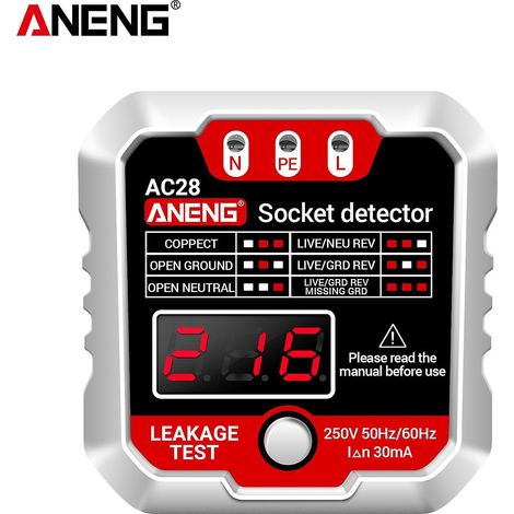 ANENG Steckdosentester mit Spannungsanzeige (LCD) – 250 V, automatischer Prüfer für EU-Stecker – Weiß