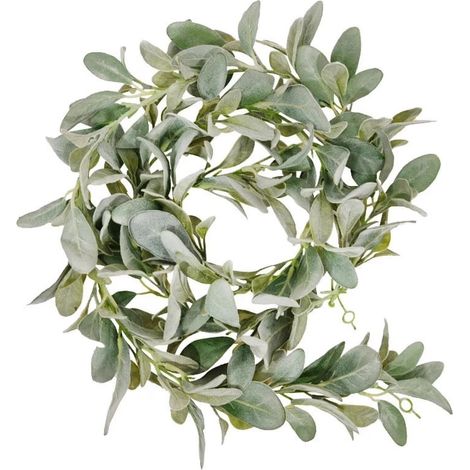 Guirlande d'oreilles d'agneau floquées de 2 m, feuilles de vigne artificielles douces, décoration de cheminée style ferme (1/5)
