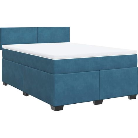 vidaXL Sommier à lattes de lit et matelas Bleu foncé 140x190cm Velours (1/5)