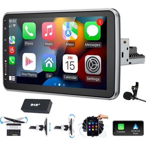 Autoradio Android 14 avec CarPlay GPS Navigation, écran rotatif 360° et format 1 DIN - 2+64G DAB+ (1/5)