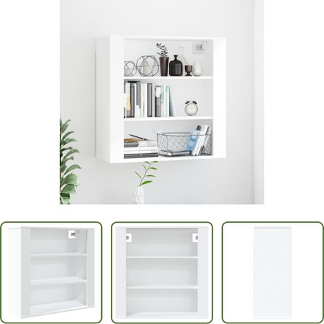 Wandregal Weiß - Wandschrank Weiß 80x33x80 cm Holzwerkstoff (1/5)