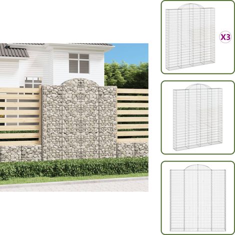 Muros decorativos - vidaXL Cestas de gaviones 3 uds forma de arco hierro 200x30x220/240 cm - Muros de piedra