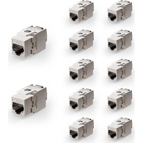 CAT7 Keystone RJ45 Female Keystone Module LSA Toolless Shielded 12 Pieces for 10Gbps to 600MHz AWG 22-24 (1/5)
